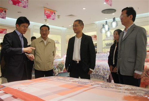 商务部外贸司政策处处长张力等调研考察叠石桥家纺城
